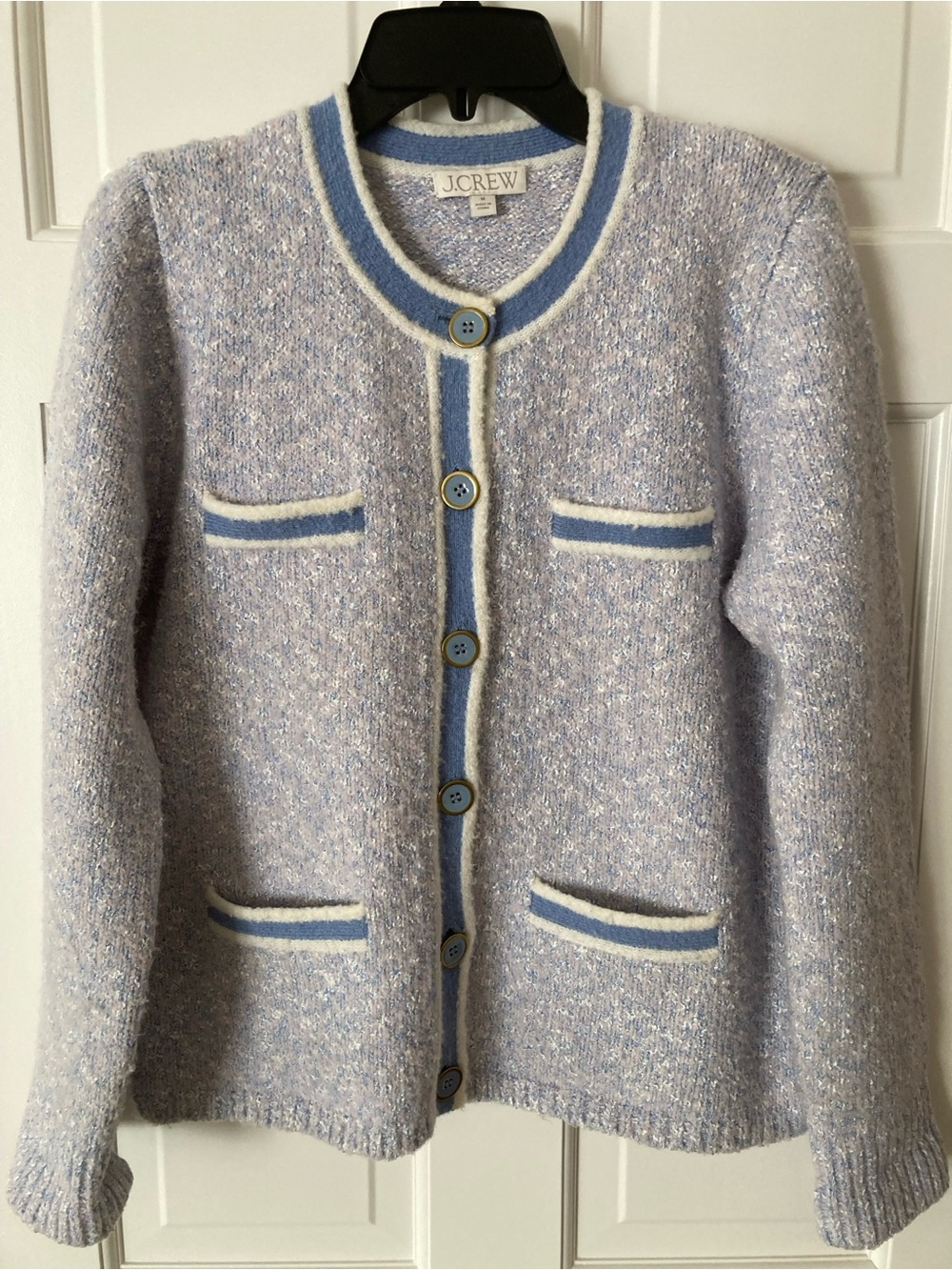 J Crew Marled Sweater Lady Jacket Periwinkle/Blue